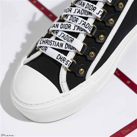 walk n dior low top sneaker in black canvas